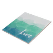 Ombre Türkis Blau und Neo Mint Liebe Gradient Fliese (Seite)