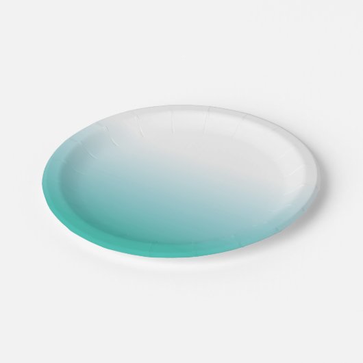 OMBRE TÜRKIS-PAPIER-TELLER PAPPTELLER (Schrägansicht)