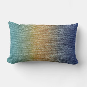 Ombre Türkise Gold Yellow Periwinkle Blue Lines Kissen Für Draußen