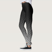 Ombre u. Schwarz-u. Weiß-Wellen-Retro Muster 2 Leggings (Links)