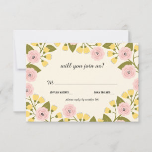Ombre- und gelbe Blumen-Hochzeits-RSVP-Karte Einladung