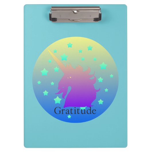 Ombre unicorn mit Dankbarkeit Klemmbrett (Vorderseite)