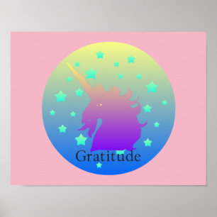 Ombre unicorn mit Dankbarkeit Poster