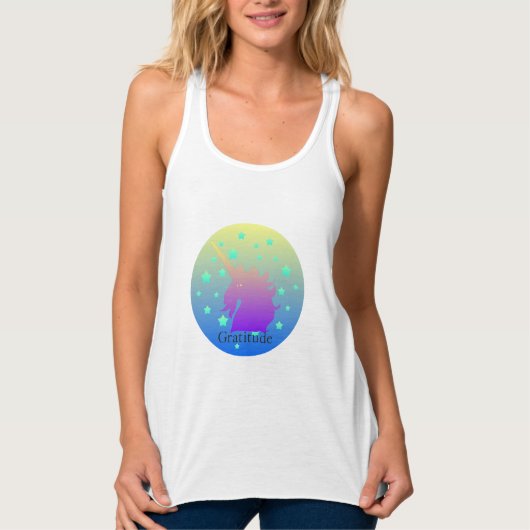 Ombre unicorn mit Dankbarkeit Tank Top (Vorderseite)