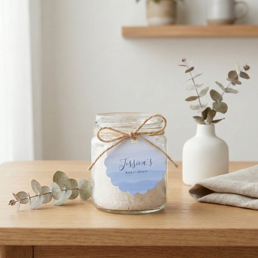 Ombre-Verlaufs-Dip-Färbung Blau-Bridal-Shower Geschenkanhänger