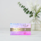 Ombre Violet Bokeh Gold Tree Yoga Instructor Visitenkarte (Stehend Vorderseite)