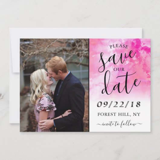 Ombre Wasserfarbe Hochzeit Speichern Sie die Datum Save The Date (Vorderseite)