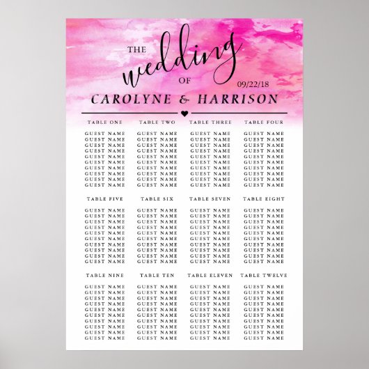 Ombre Wasserfarbe Hochzeitskarte - Rosa Poster (Vorne)