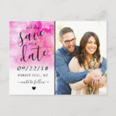 Ombre Wasserfarbe Save the Date Postkarte - Rosa (Vorderseite)