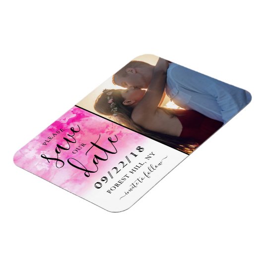 Ombre Wasserfarbe speichern Datum Magnet - Rosa (Linke Seite)