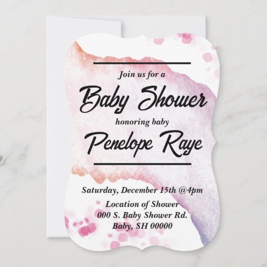 Ombre Wasserfarbenschutzkarte Einladung (Vorderseite)