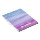 Ombre Watercolor Individuelle Name Lila/Blue Notep Notizblock (angewinkelt)
