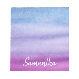 Ombre Watercolor Individuelle Name Lila/Blue Notep Notizblock