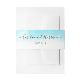 Ombre Watercolor Wedding Bly Bands - Blau Einladungsbanderole