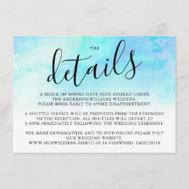 Ombre Watercolor Wedding Detail Card - Blau Begleitkarte