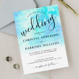 Ombre Watercolor Wedding Invitation - Blau Einladung