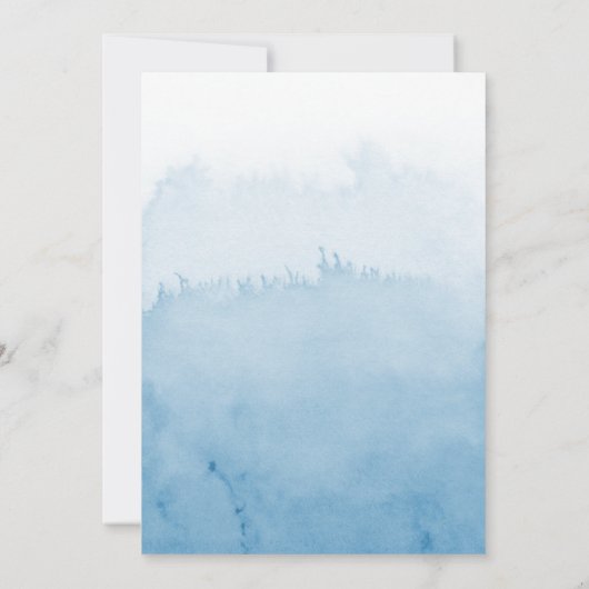 Ombre Watercolor Wedding Invitation Suite | BLAUE Einladung (Rückseite)
