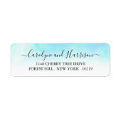 Ombre Watercolor Wedding Labels - Blau (Vorne)