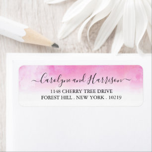 Ombre Watercolor Wedding Labels - Rosa