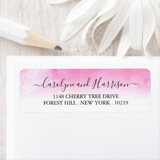 Ombre Watercolor Wedding Labels - Rosa (Insitu)