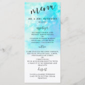 Ombre Watercolor Wedding Menu Cards - Blau Menükarte (Vorderseite)