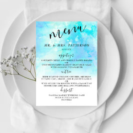 Ombre Watercolor Wedding Menu Cards - Blau Menükarte