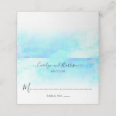 Ombre Watercolor Wedding Platzkarten - Blau (Außenseite Aufgefaltet)