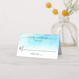Ombre Watercolor Wedding Platzkarten - Blau