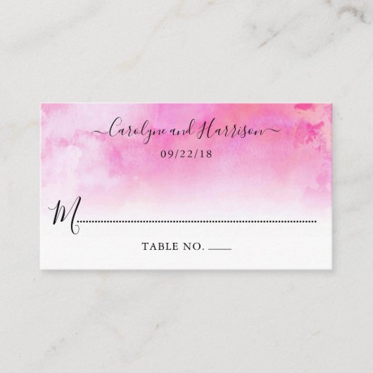 Ombre Watercolor Wedding Platzkarten - Rosa (Vorderseite)