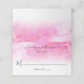 Ombre Watercolor Wedding Platzkarten - Rosa (Außenseite Aufgefaltet)