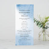 Ombre Watercolor Wedding Program | Blau Programm (Stehend Vorderseite)