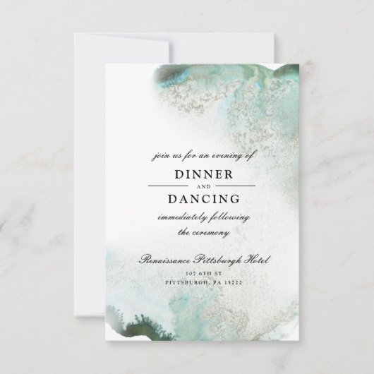Ombre Watercolor Wedding Reception Card | GREEN Einladung (Vorderseite)