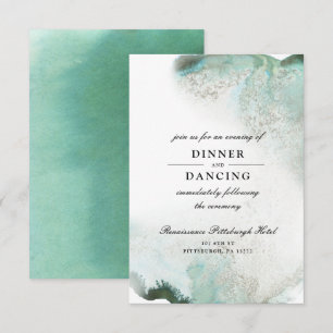 Ombre Watercolor Wedding Reception Card   GREEN Einladung