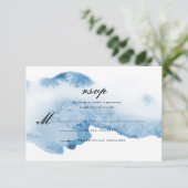 Ombre Watercolor Wedding Reply Card | Blau RSVP Karte (Stehend Vorderseite)