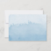 Ombre Watercolor Wedding Reply Card | Blau RSVP Karte (Rückseite)