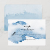 Ombre Watercolor Wedding Reply Card | Blau RSVP Karte (Vorne/Hinten)