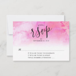 Ombre Watercolor Wedding RSVP Card - Rosa