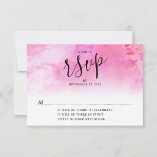 Ombre Watercolor Wedding RSVP Card - Rosa