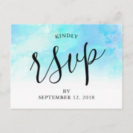 Ombre Watercolor Wedding RSVP Postcard - Blau Einladungspostkarte
