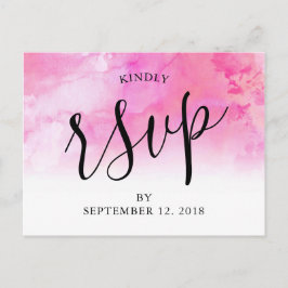 Ombre Watercolor Wedding RSVP Postcard - Rosa Einladungspostkarte