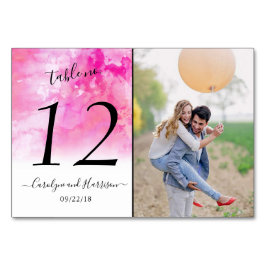 Ombre Watercolor Wedding Tischnummer Cards - Rosa