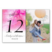 Ombre Watercolor Wedding Tischnummer Cards - Rosa (Rückseite)