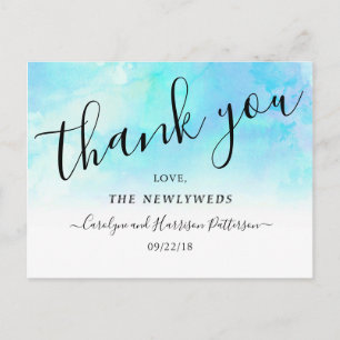 Ombre Watercolor Wedding Vielen Dank Postkarten -