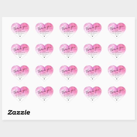 Ombre Watercolor Wedding Vielen Dank Sticker - Pin (Blatt)