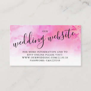 Ombre Watercolor Wedding Website Card - Rosa Begleitkarte