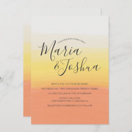 OMBRÈ Wedding Einladung (Vorne/Hinten)