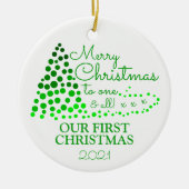 Ombré Weihnachtsbaum, unser erstes Weihnachtsfest Keramik Ornament (Vorne)
