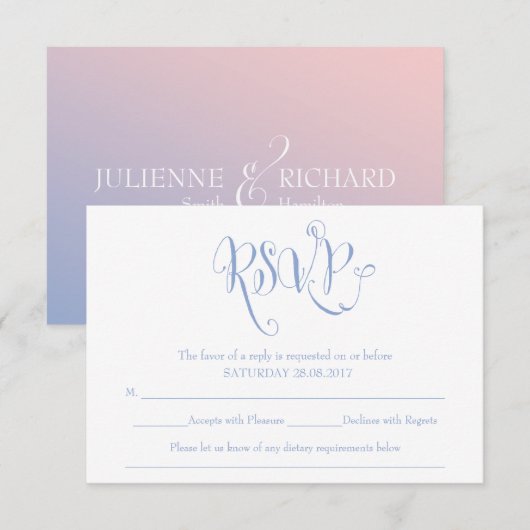 Ombre Whimsical Fairytale Wedding RSVP Karte (Vorne/Hinten)