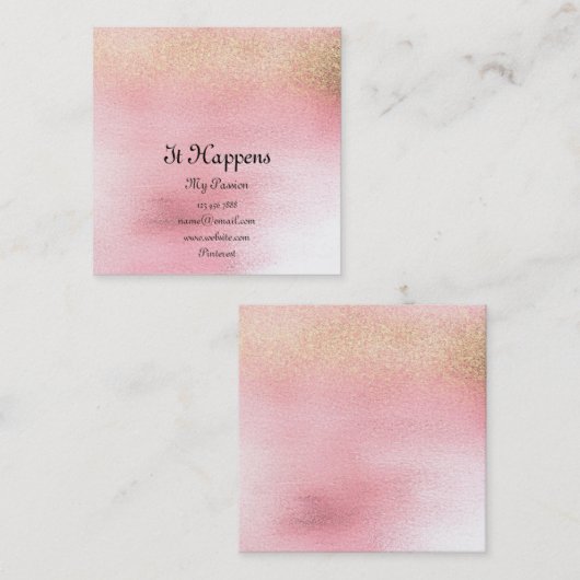 Ombre White Pink Rose Gold Peach Glitzer Lux Quadratische Visitenkarte (Vorne/Hinten)