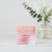 Ombre White Pink Rose Gold Peach Glitzer Lux Quadratische Visitenkarte (Stehend Vorderseite)